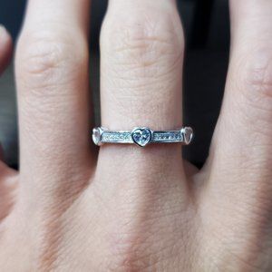Size 9 Sterling Silver Clear Hearts Cubic Zirconia Ring